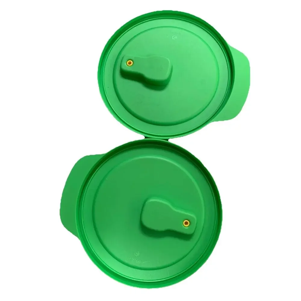 2 Tupperware 6” Crystal Wave Microwave Vented Replacement Lids Green 7372A-5